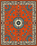 Orange Teal Floral Pattern Rug