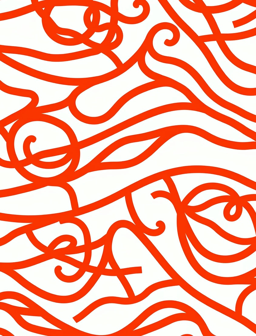 Flowing Orange Ribbon Abstract Pattern Rug