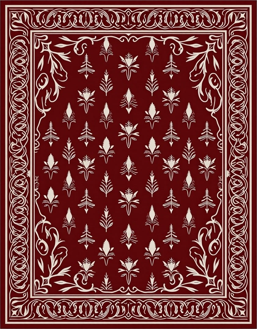 Ornate Floral Pattern with Detailed Border Rug