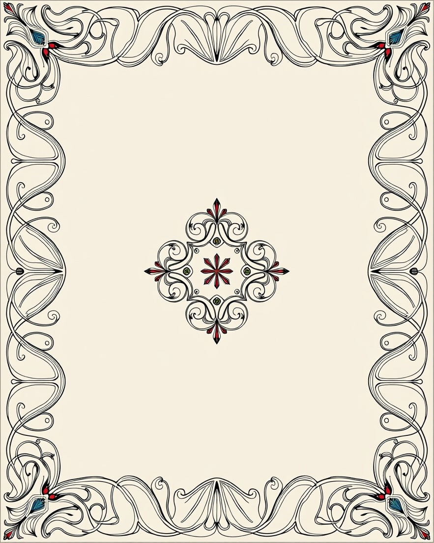 Art Nouveau Floral Border Design Rug