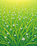 Green Grass And Daisy Fields Rug