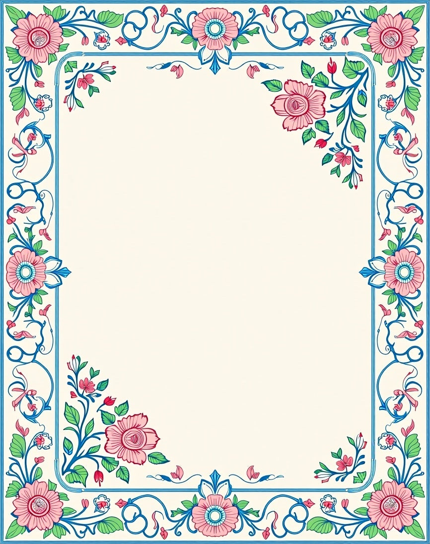 Vintage Floral Foliage Scroll Rug