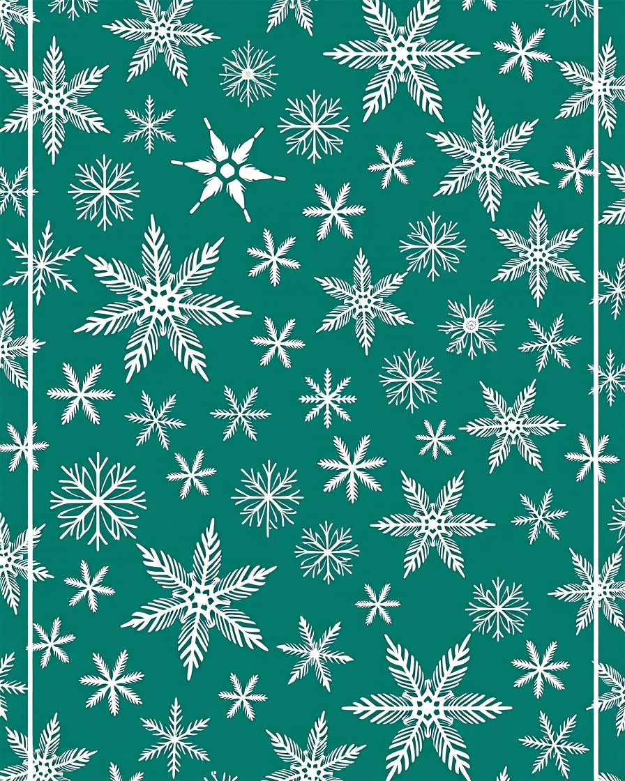 White Snowflake Pattern Teal Design Rug