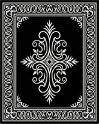 Elegant Black White Filigree Scroll Pattern Rug