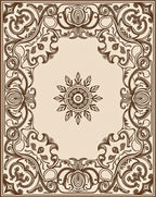 Ornate Floral Scrollwork Traditional Rug