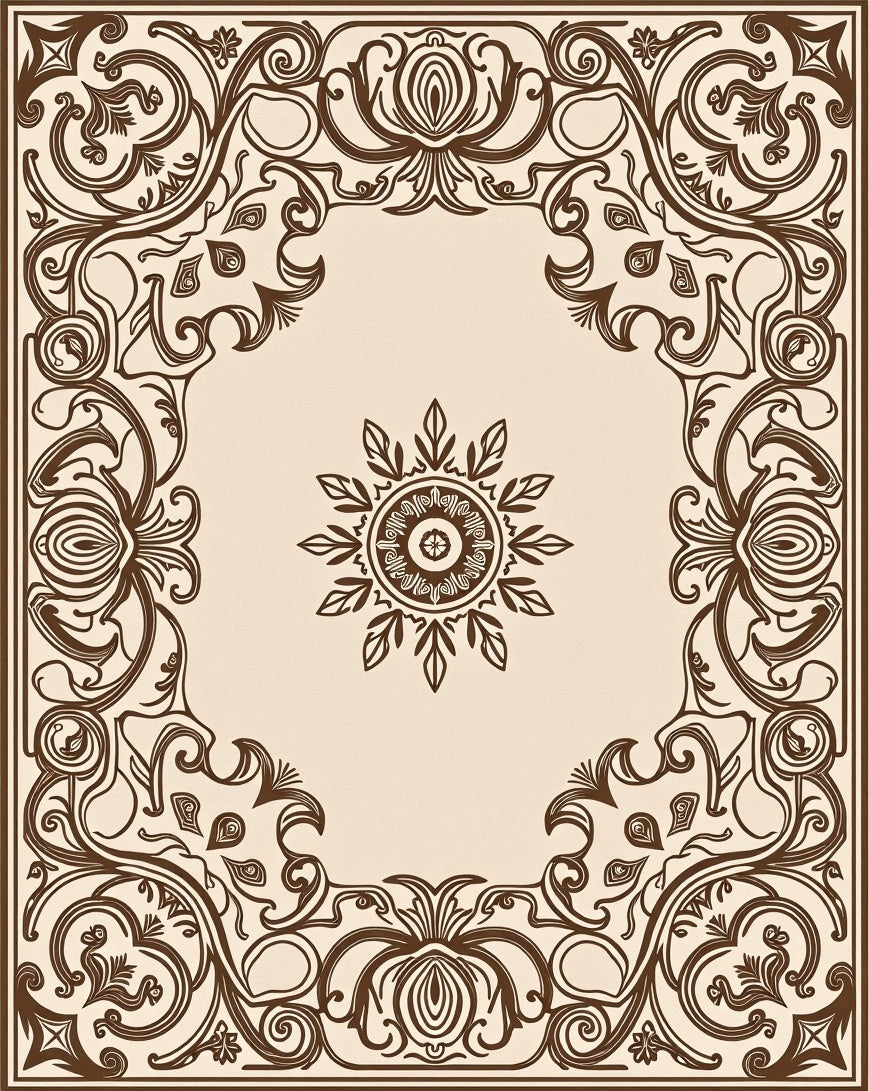 Ornate Floral Scrollwork Traditional Rug