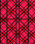 Bold Red Black Geometric Lattice Rug