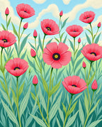Pink Poppy Field Scenic Design Rug