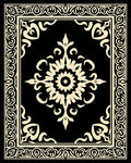 Ornate Black and Cream Floral Medallion Rug