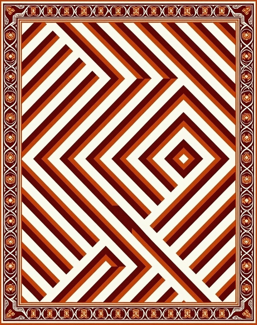 Bold Geometric Striped Antique Rug