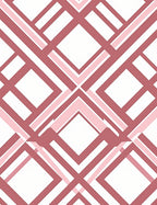Pink White Geometric Diagonal Design Rug