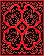 Bold Red Floral Symmetry Design Rug