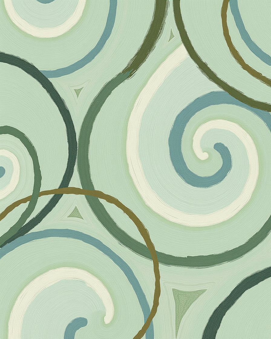 Abstract Swirls On Aqua Ground Rug