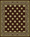 Ornate Floral Bordered Brown Rug
