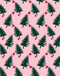 Green Pine Red Flower Repeating Pattern Rug