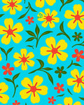 Bright Yellow Red Floral Pattern Rug