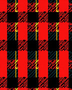 Bold Red Black Plaid Pattern Rug