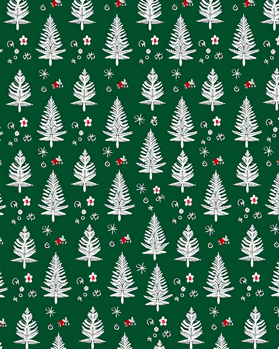 White Evergreen Forest Pattern Rug