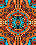 Vibrant Orange Blue Mandala Design Rug