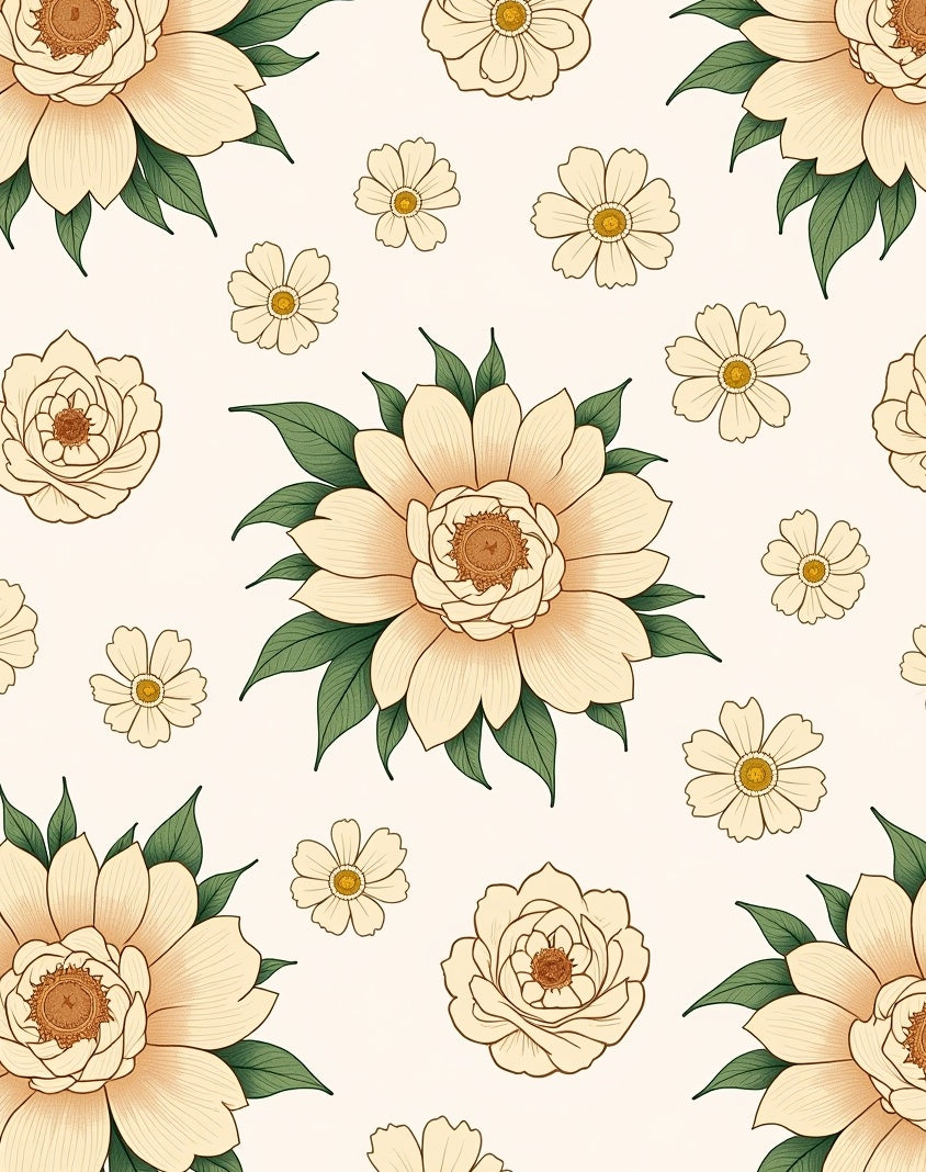 Cream Floral Delight Pattern Rug