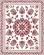 Drawn Floral Mandala With Border Design Rug