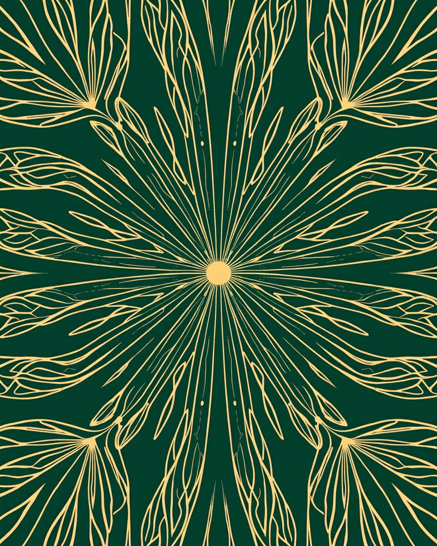 Golden Floral Sunburst Pattern Rug