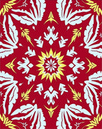 Bold Red Floral Sunburst Pattern Rug