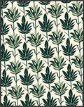 Dark Green Leafy Pattern Rug