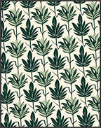 Dark Green Leafy Pattern Rug