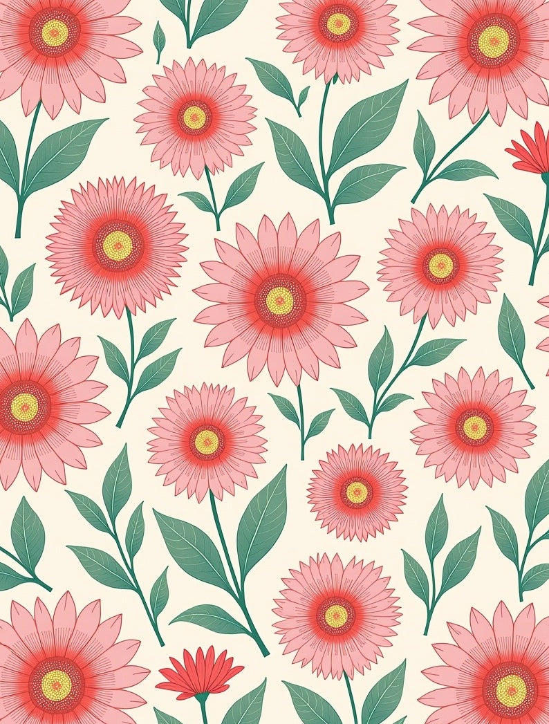Pink Daisy Floral Pattern Rug