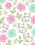 Cute Kittens and Flowers Pattern Rug