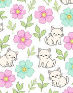 Cute Kittens and Flowers Pattern Rug