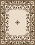 Ornate Floral Scroll Border Design Rug