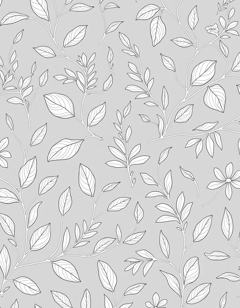 Elegant Outline Leaf Tendril Design Rug