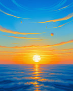 Vibrant Sunset Ocean Horizon Rug