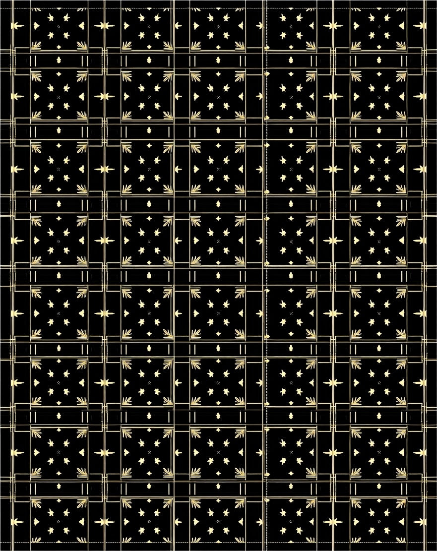 Geometric Starburst Black Golden Pattern Rug