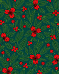 Emerald Green Red Berry Blossom Rug