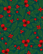 Emerald Green Red Berry Blossom Rug