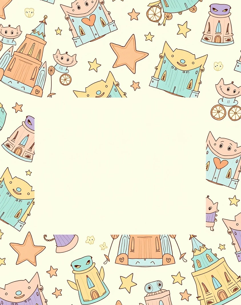 Whimsical Castle Star Pattern Design Rug