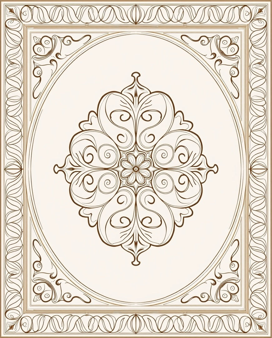 Ornate Floral Scroll Design Rug