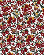 Deep Red Floral Pattern Rug
