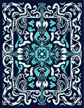 Vintage Aqua Teal White Swirl Rug