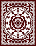 Dark Red Floral Medallion Pattern Rug
