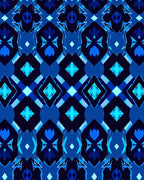 Royal Blue Geometric Diamond Pattern Rug