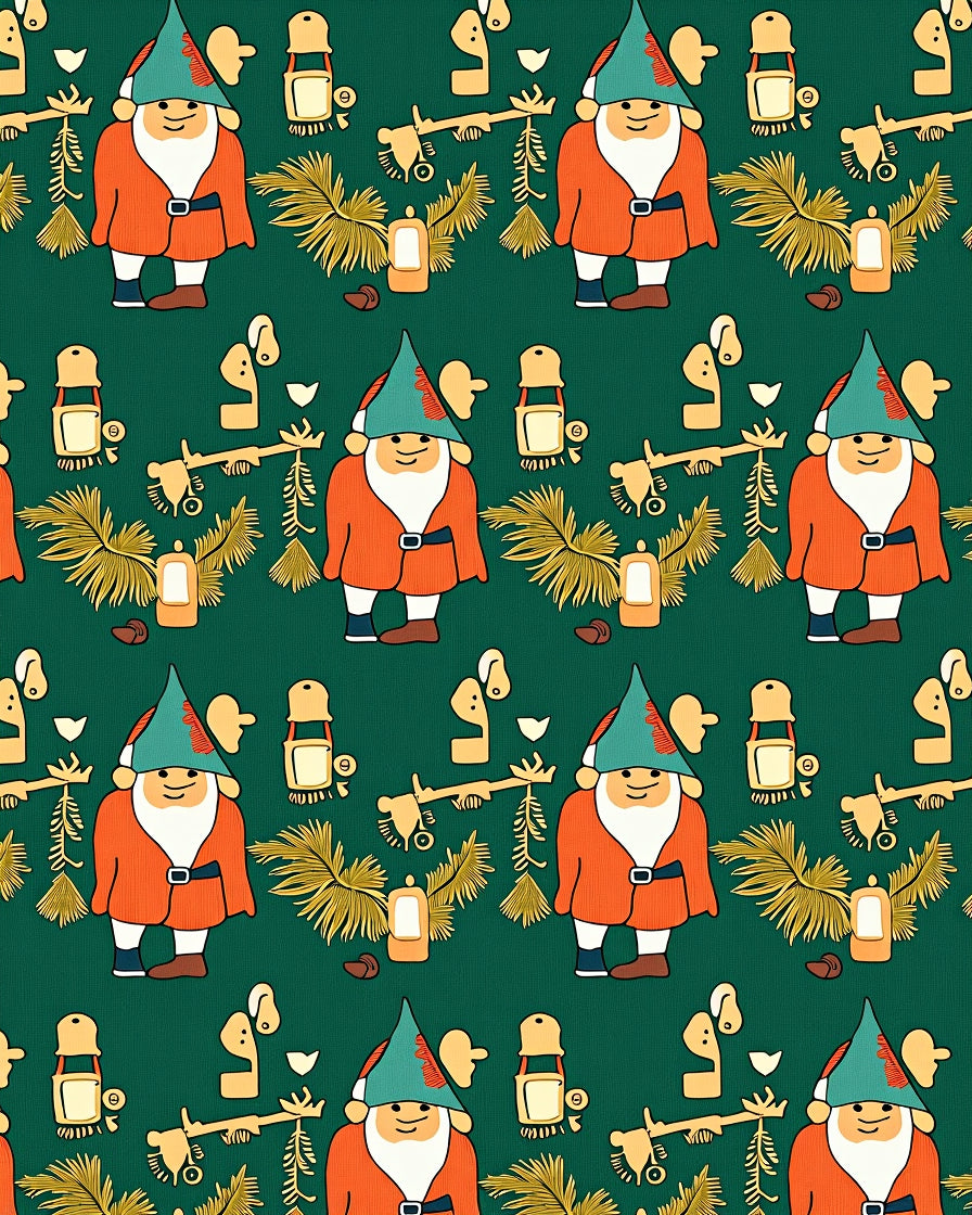 Festive Gnome Forest Pattern Design Rug