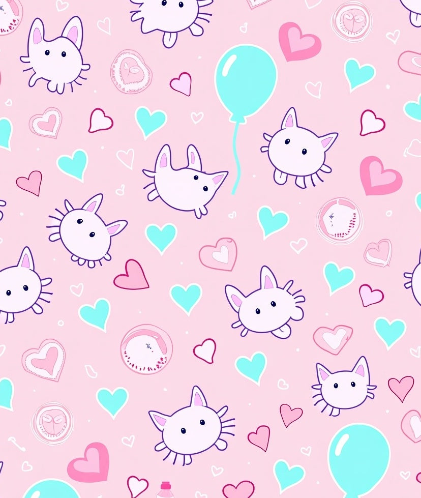 Cute Whimsical Creature Heart Pattern Rug
