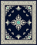Elegant Scrollwork Floral Medallion Rug