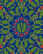 Rich Blue Floral Vine Garden Rug