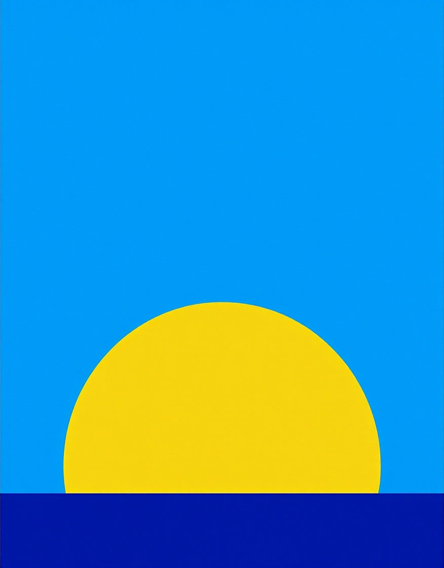 Bold Abstract Sun Setting Ocean Rug
