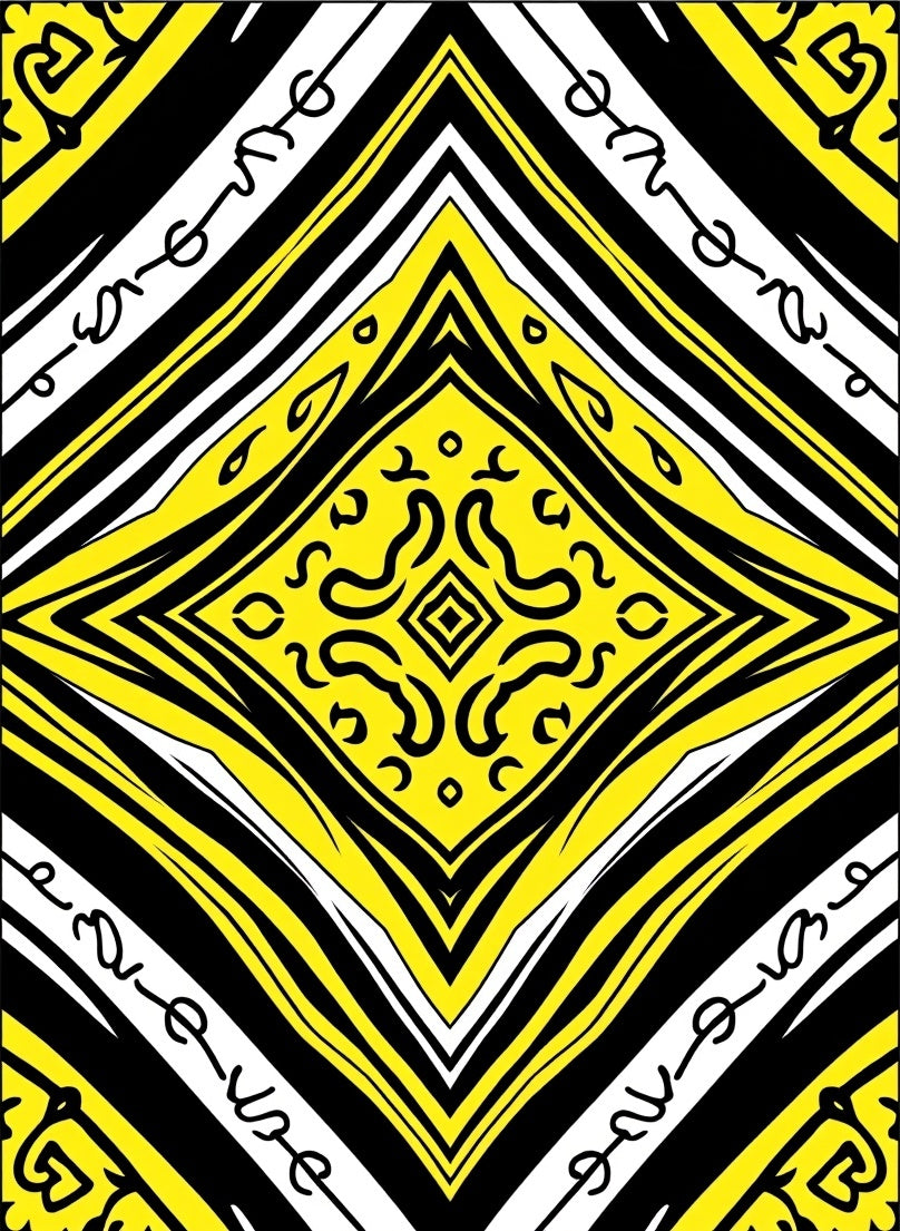 Bold Yellow 2 Tone Geometric Paisley Rug